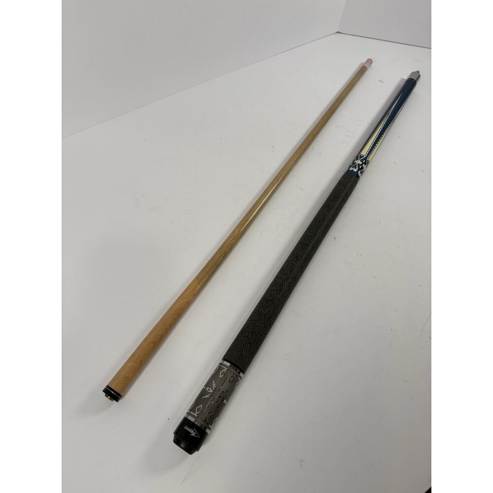 Excalibur 58” 2 Piece Pool Cue Blue Gray Textured Wrap Billiards Stick